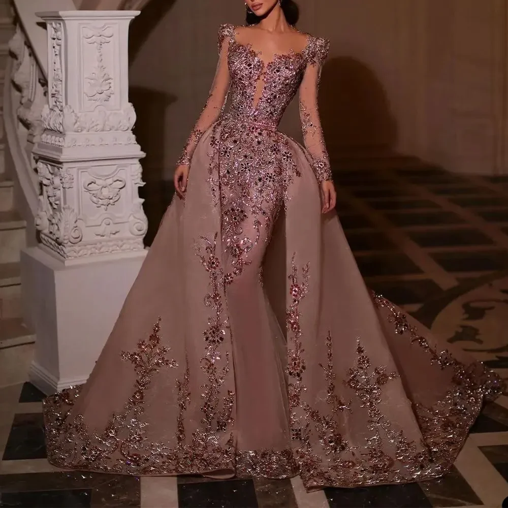 

Off-Shoulder Elegant Evening Dresses Formal Party Prom Gowns Floor-Length Beading Appliques Evening Prom Dresses Customized