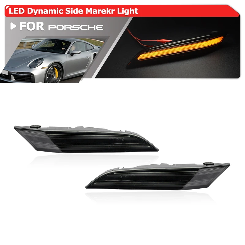 

Smoked Dynamic Amber Led Fender Side Marker Light For Porsche 992 Carrera S 4 4S Targa Turbo GT3 Turn Signal Blinker Indicator