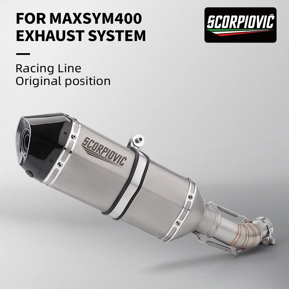 Motorcycle exhaust pipe modification MAXSYM400 stainless steel middle section connection tail section system kit