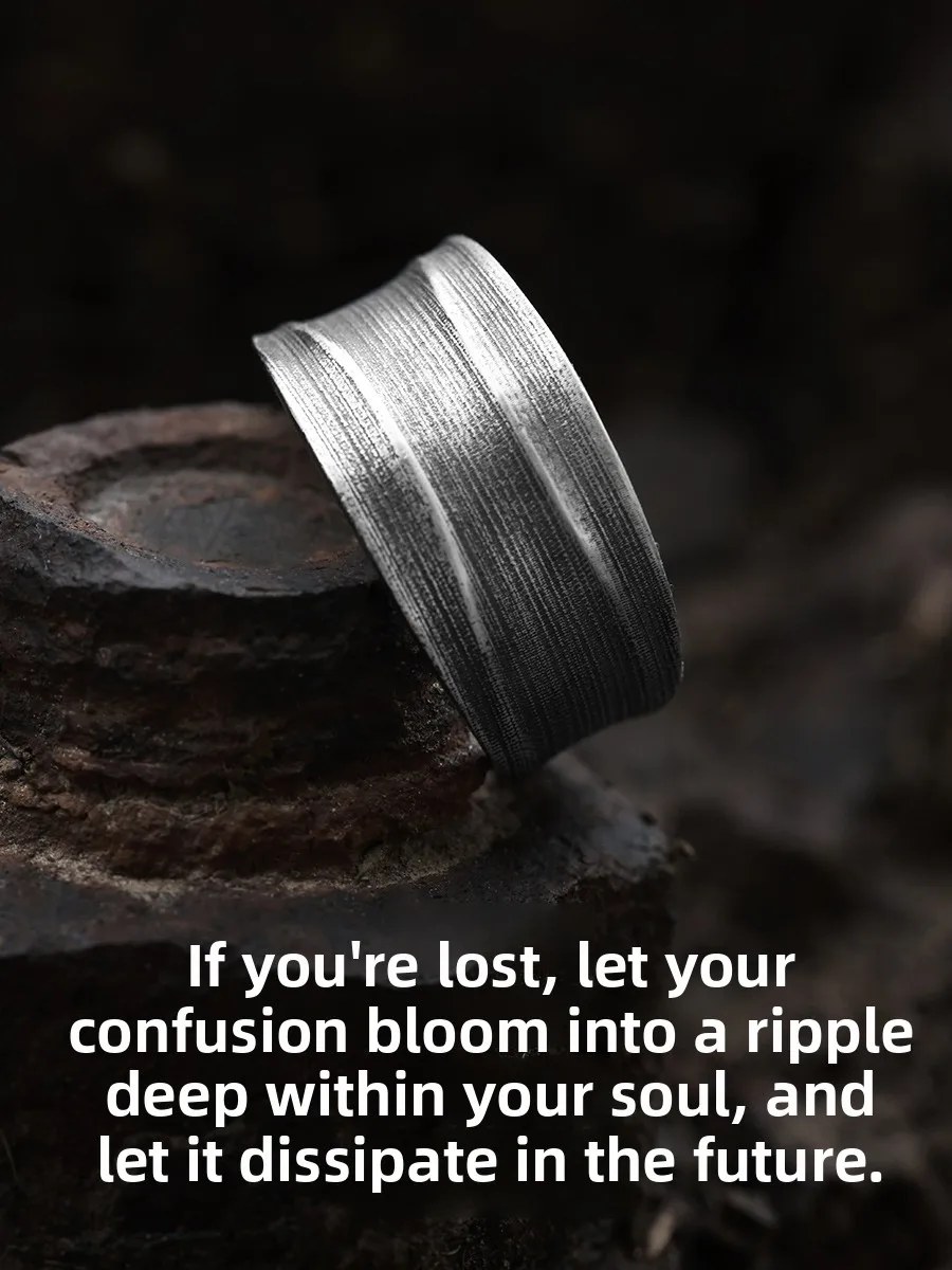 Original Yinsu Wide Band Ring for Men 999 Pure Silver Single Cool Style Minority Men's Ring Fashionable Retro Customizable