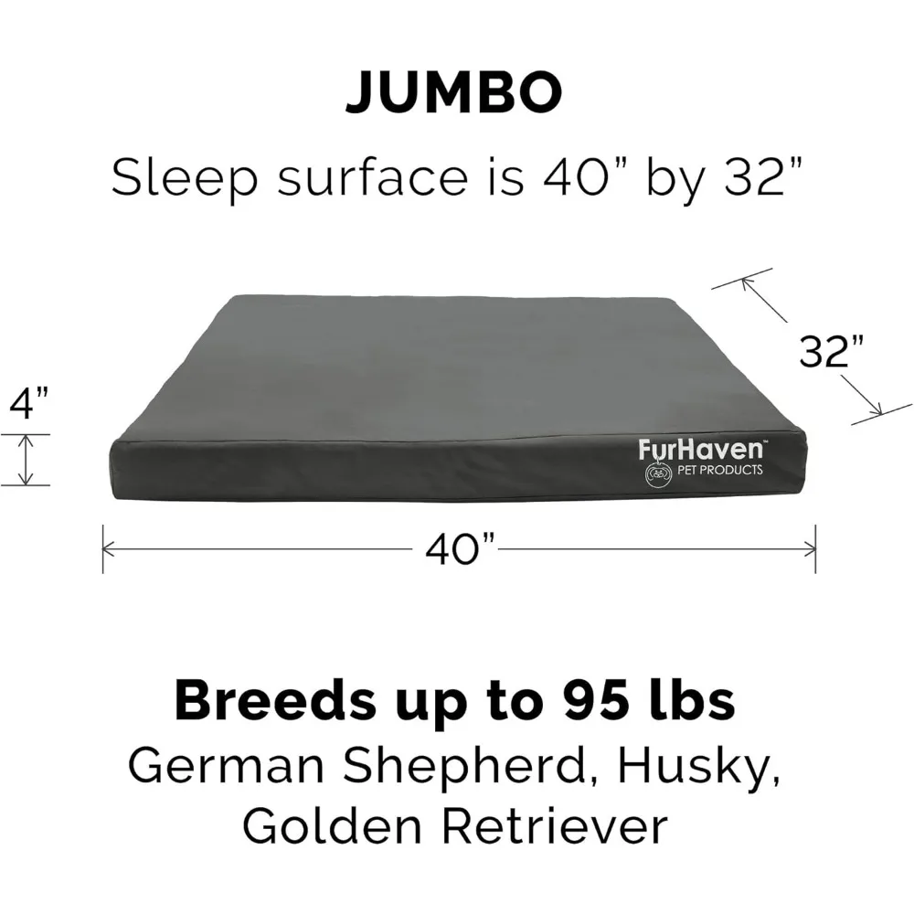 เตียงสุนัขแบบออร์โธปิดิกส์สำหรับสุนัขพันธุ์ใหญ่ พร้อมปลอกหุ้มที่ถอดออกได้และซักล้างได้ เหมาะสำหรับสุนัขน้ำหนักไม่เกิน 95 ปอนด์ ใช้ได้ทั้งในบ้านและนอกบ้าน ขนาดใหญ่