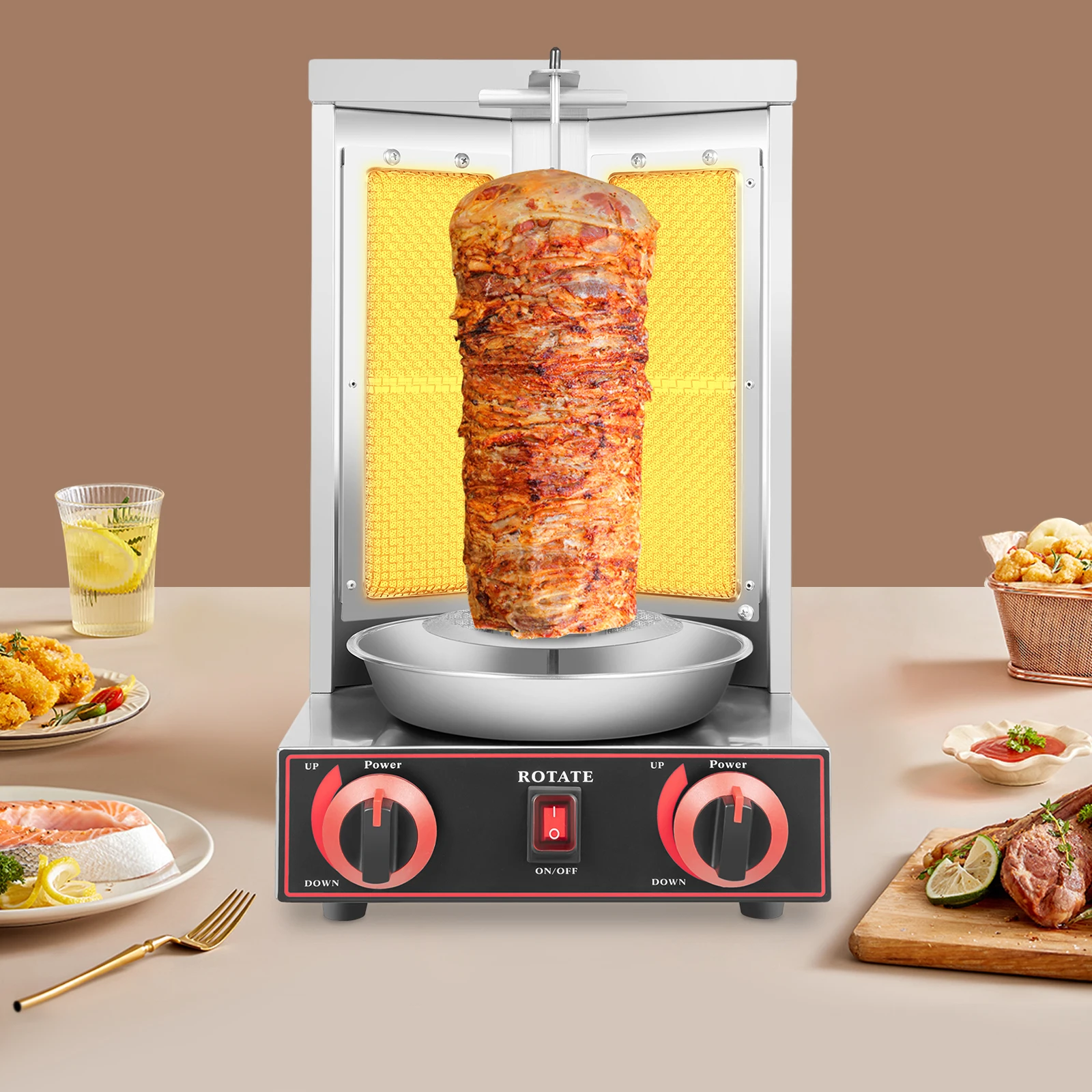 3KW Elektrische Döner Kebab Maschine Automatische LPG Kebap Grill Vertikale Shawarma Maschine Türkische BBQ Kebab Maschine Edelstahl
