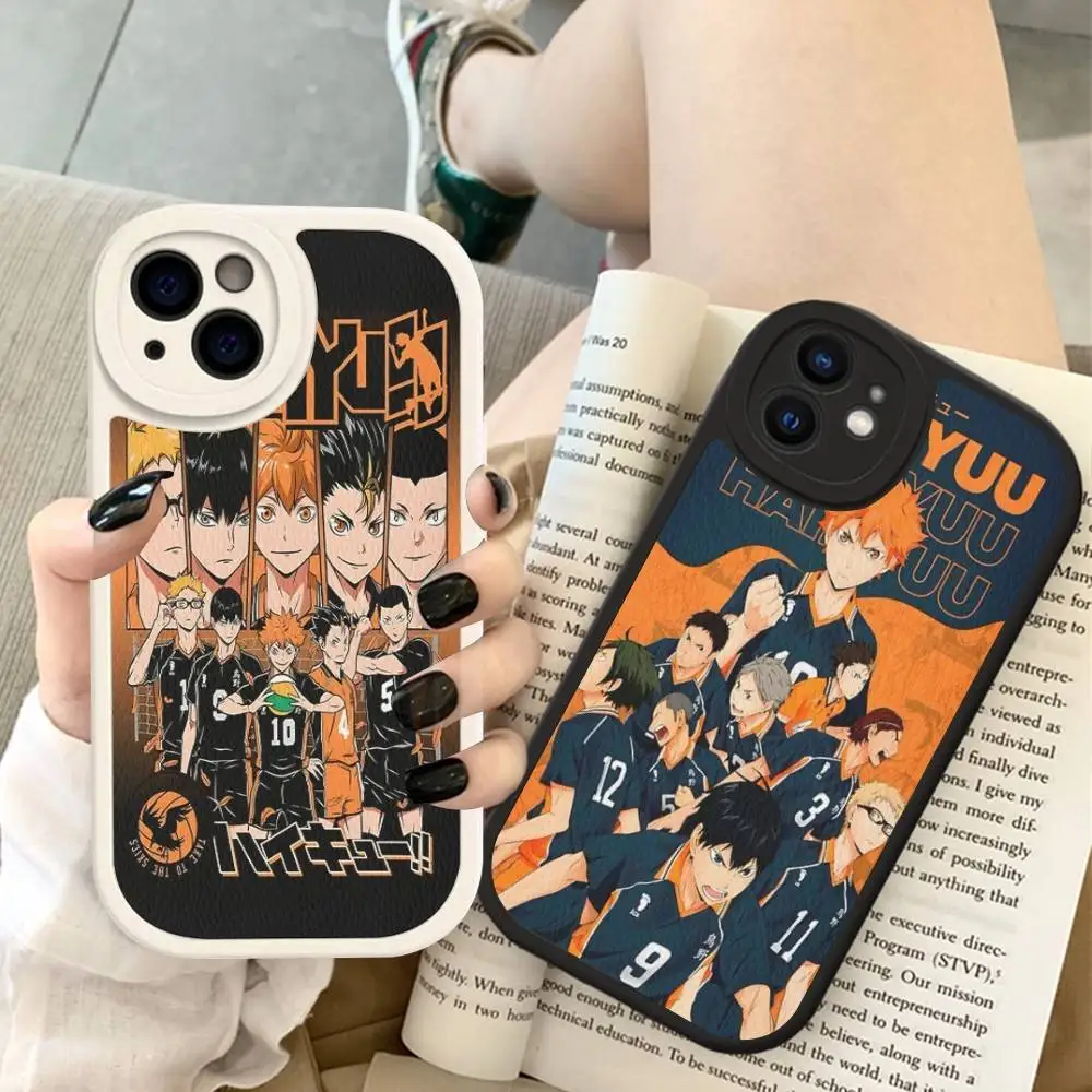 Haikyuu Karasuno Volleyball Anime Phone Case Hard Leather For iPhone 16 15 14 13 12 Mini 11 14 Pro Max Xs X Xr 7 8 Plus Fundas #4
