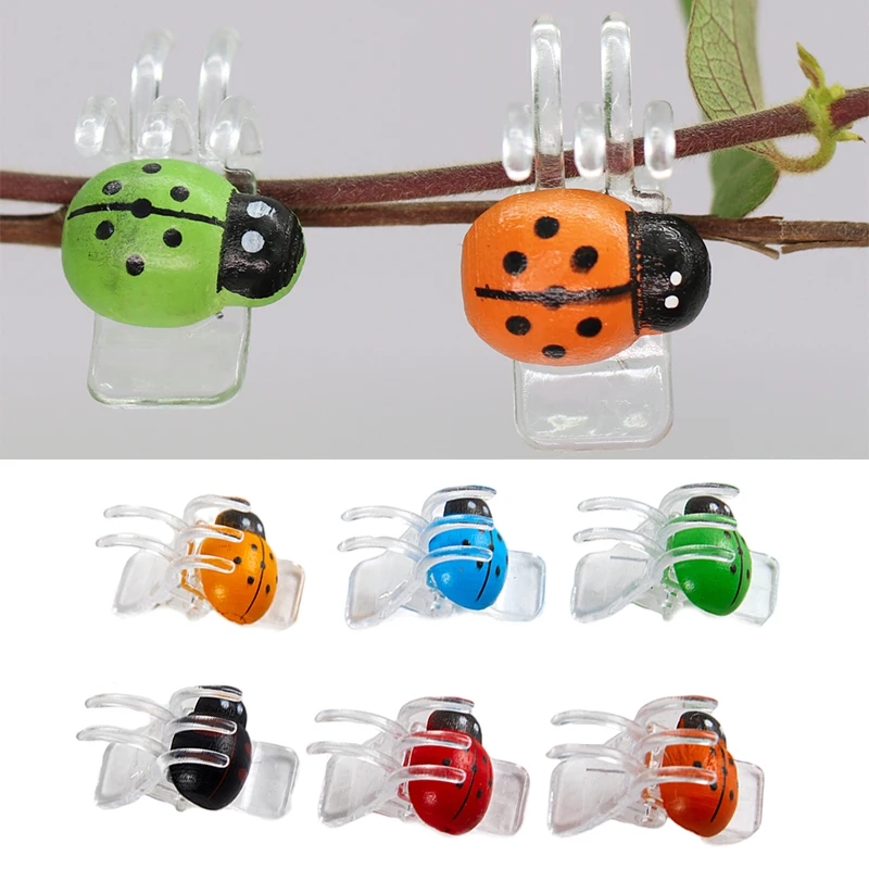 10PCS Ladybird Orchid Clips Colorful 5-Claw Clamps Home Garden Support for Fixing Climbing Stems Plants Bonsai Decorations