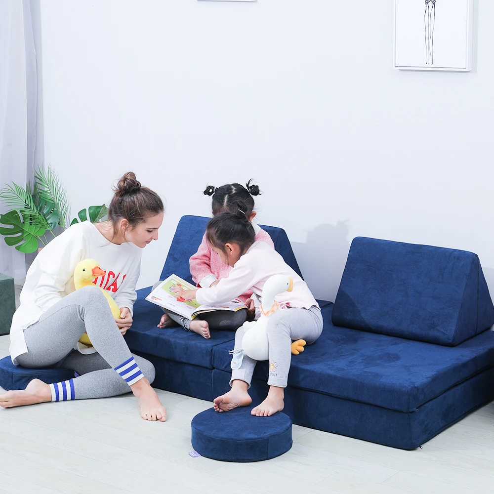 

China Manufacturing Environmental Certipur-us Foam Safety Sectional Couch Soft Chenille Fabric Cover Available Children Couch