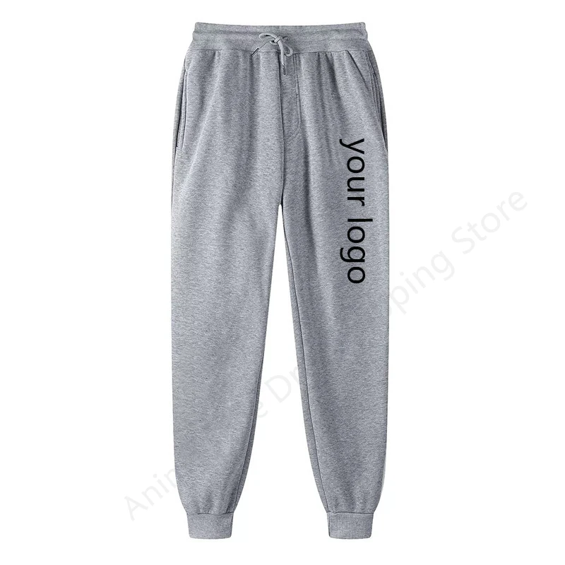 New Custom Your Logo Trousers Men Women Diy Text Couple Sports Pants Fashion Print Casual Jogging Pants Fleece Solid Color S-4Xl