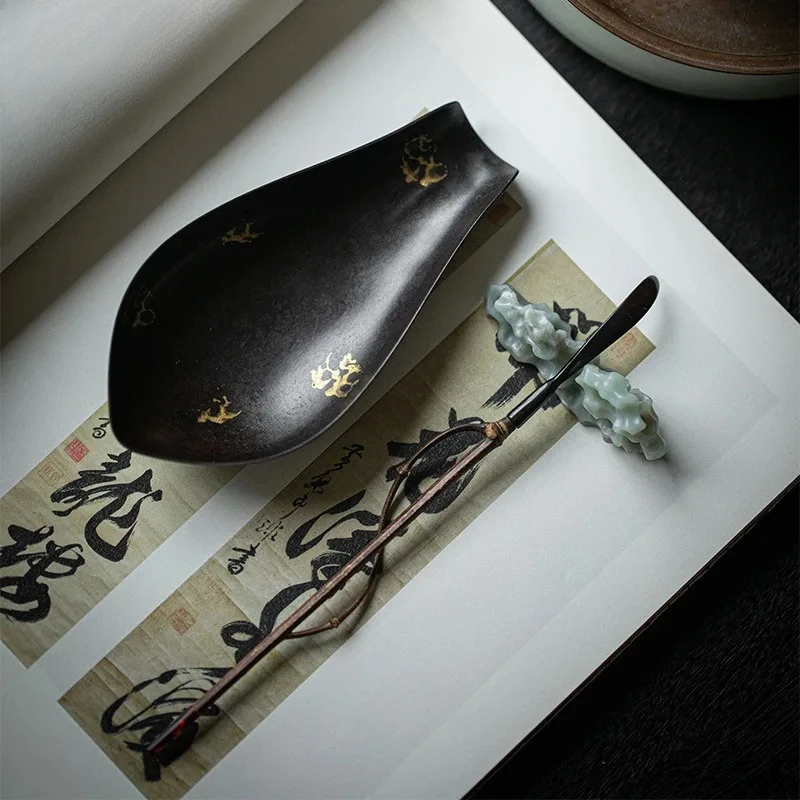 Japanese Handmade Old Iron Teaspoon Household Tea Scoop Aesthetic Chahe Shovel Appreciation Ladle Tea Items Craft Ornaments Gift
