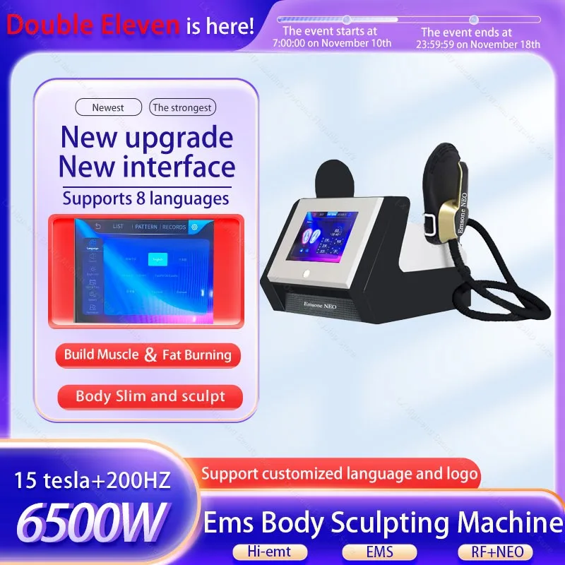 

Factory Direct EMS Body Sculpting Machine Hi-emt 6500W 200HZ Emsone NEO for Muscle Build Body Contouring and Beauty Enhancement