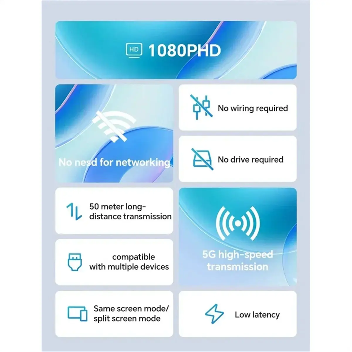【~ New A88T】5G Wireless -Compatible Video Transmitter and Receiver Extender Kit TV Dongle Adapter for TV Monitor Projector PC