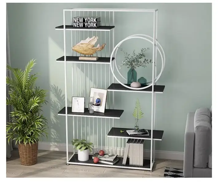 Iron art shelving floor-to-ceiling bookshelf Creative display rack in living room porch