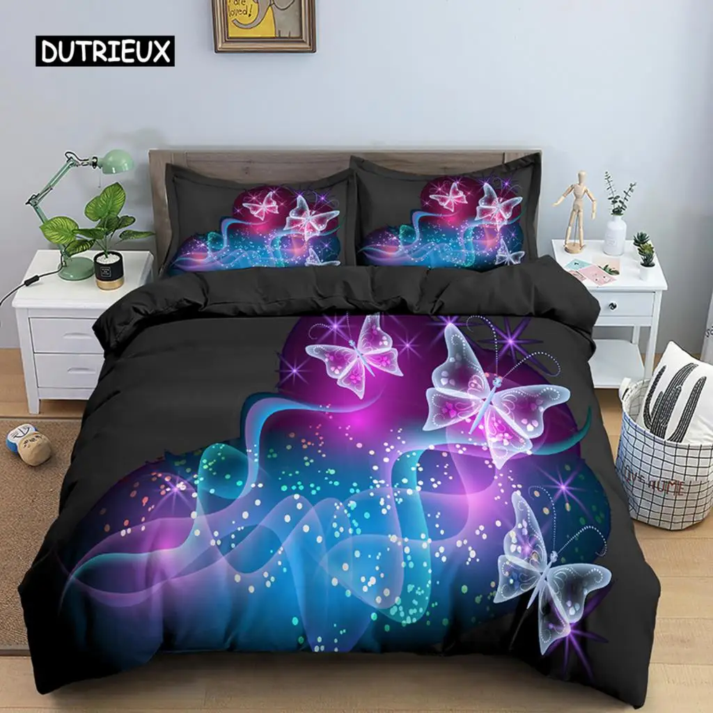 Kids Children Crib Duvet Cover Pillowcase Galaxy Butterfly Bedding Set for Baby Girls Princess King Queen Polyester Quilt Cover