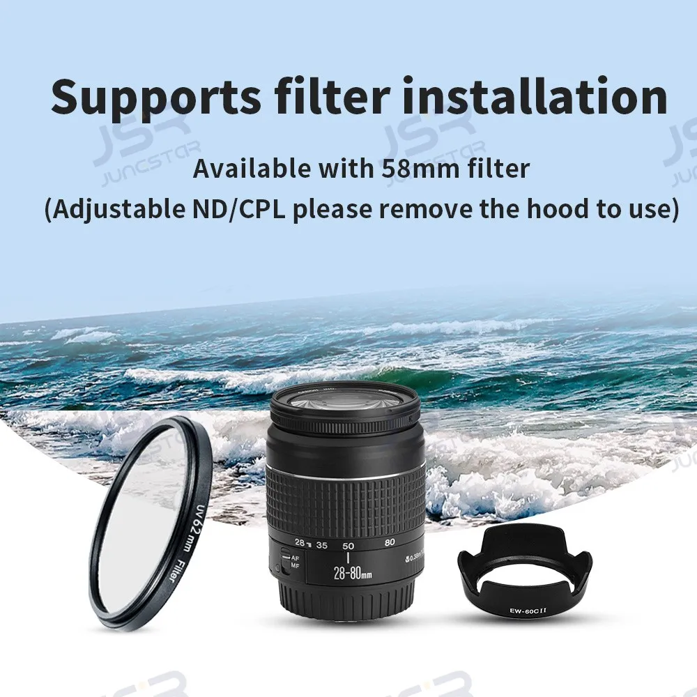 Подходит для объективов первого и второго поколения Canon EW-60C 600D500D450D28-80 28-90 18-55