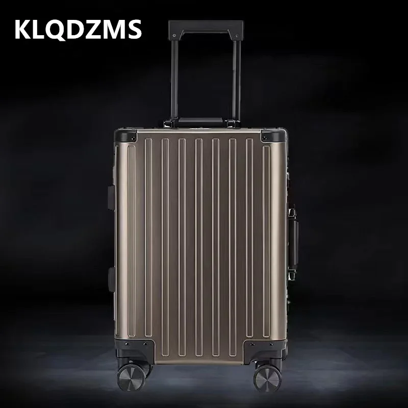 KLQDZMS-maleta de viaje con marco de aluminio, Maleta de negocios con carrito de aleación de aluminio y magnesio, 20 ", 24", 26 ", 28