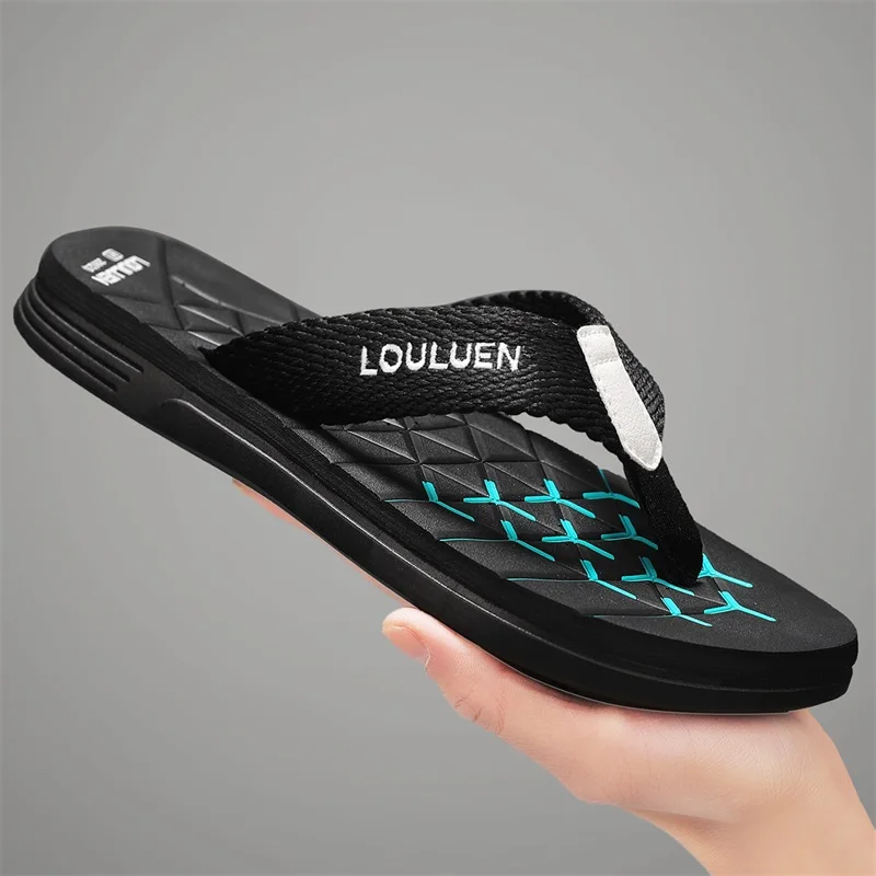 Men's shoes, flip flops, flip flops, men's summer casual outdoor wear, one foot on men's shoes, men's flip flops, summer beach f - Product Main Image