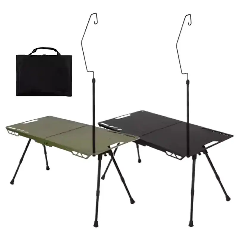

Portable Table Folding Picnic Cooking Desk Portable Height Adjustable Picnic Table With Light Holder For RV Tailgating Garden