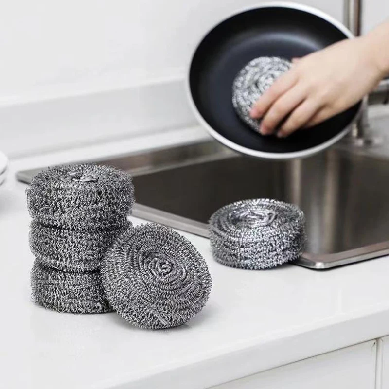 

5-Pack Stainless Steel Scouring Pads - Heavy-Duty Rust-Proof Scrubbers for Pots, Pans & Grills, Long-Lasting