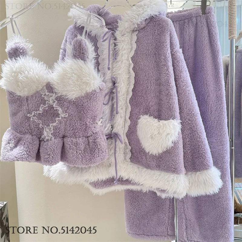 addensare-flanella-femminile-3pcs-pigiama-set-homewear-dolce-e-carino-con-cappuccio-degli-indumenti-da-notte-pantaloni-pigiama-vestito-di-inverno-corallo-del-panno-morbido-homewear