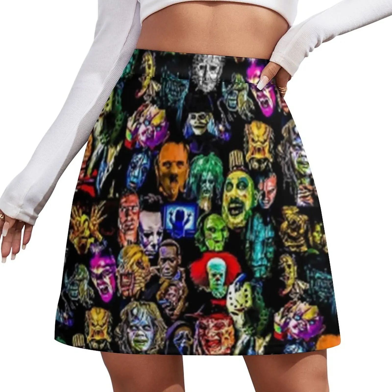 Halloween Holiday A-line Skirt  Horro Streetwear Casual Skirts Lady Cute Mini Skirt Print Skort Clothes Gift Idea