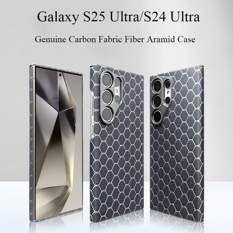 

Для Samsung Galaxy S25 Ultra Luxury Ultra Thin Carbon Fiber Kevlar Складной чехол для телефона Galaxy S24 Ультрамагнитный металлический чехол для объектива
