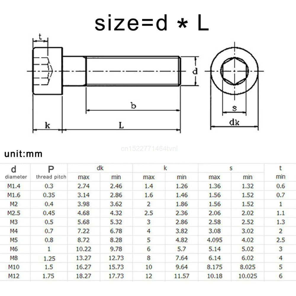 Tornillo de cabeza hexagonal DIN912 de acero inoxidable, tapa de perno Allen, color negro, grado 304, M3, M4, M5, M6, M8, 12,9, A2, L = 4-60mm, 10