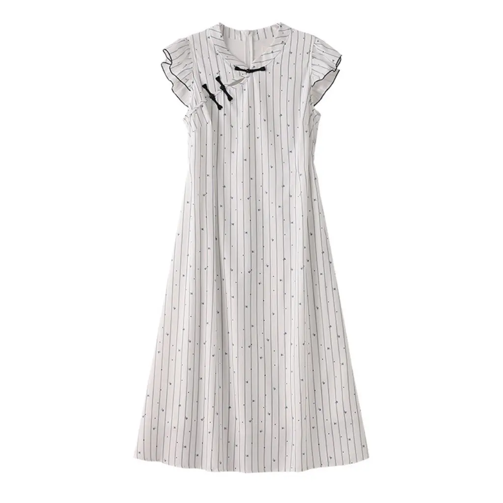 

Женское простое платье больших размеров с развевающимися рукавами, 65-175 кг, новый летний стиль, китайский ретро Cheongsam, пышная женская одежда