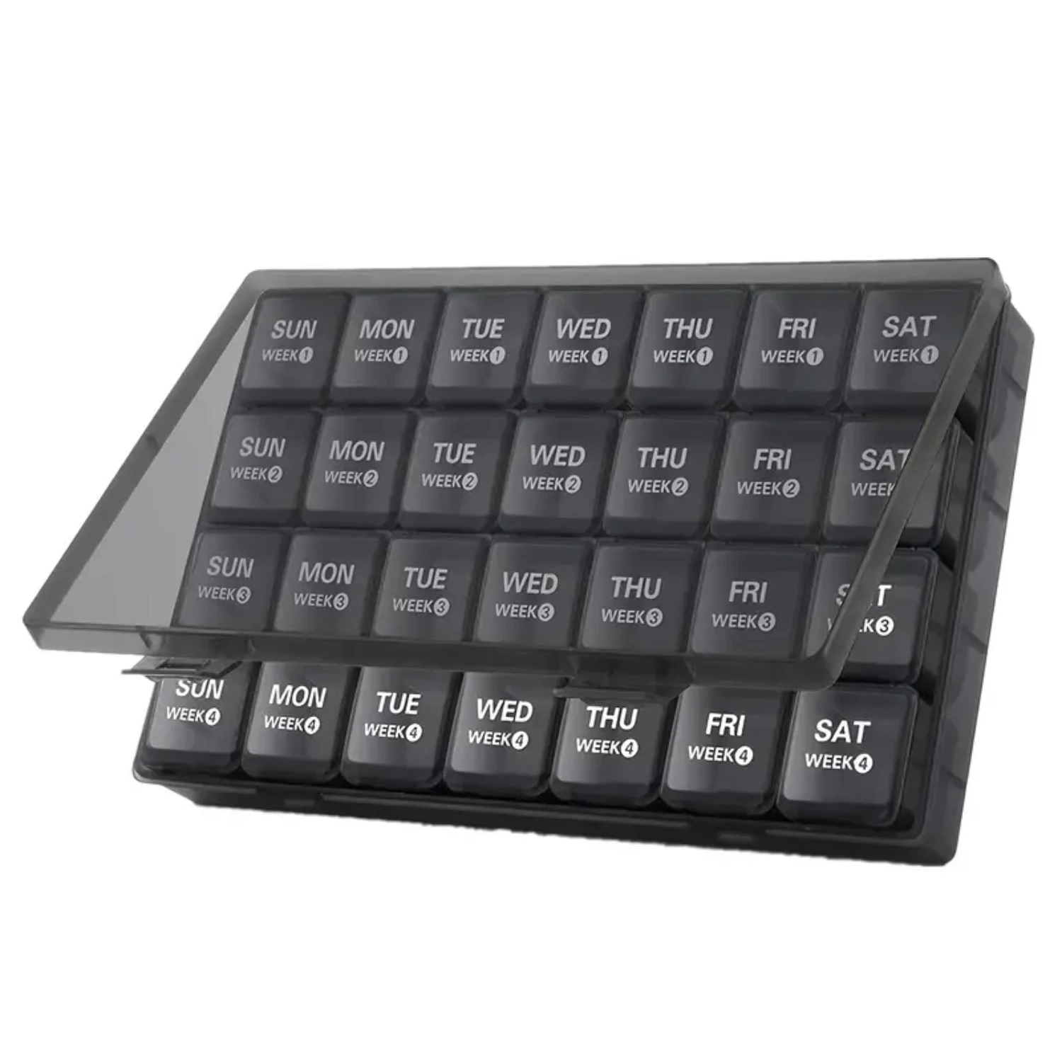 Large 4-Week Monthly Pill Organizer for Easy Storage and Access - Ideal for Organizing Vitamins, Fish Oils, Supplements | Durabl