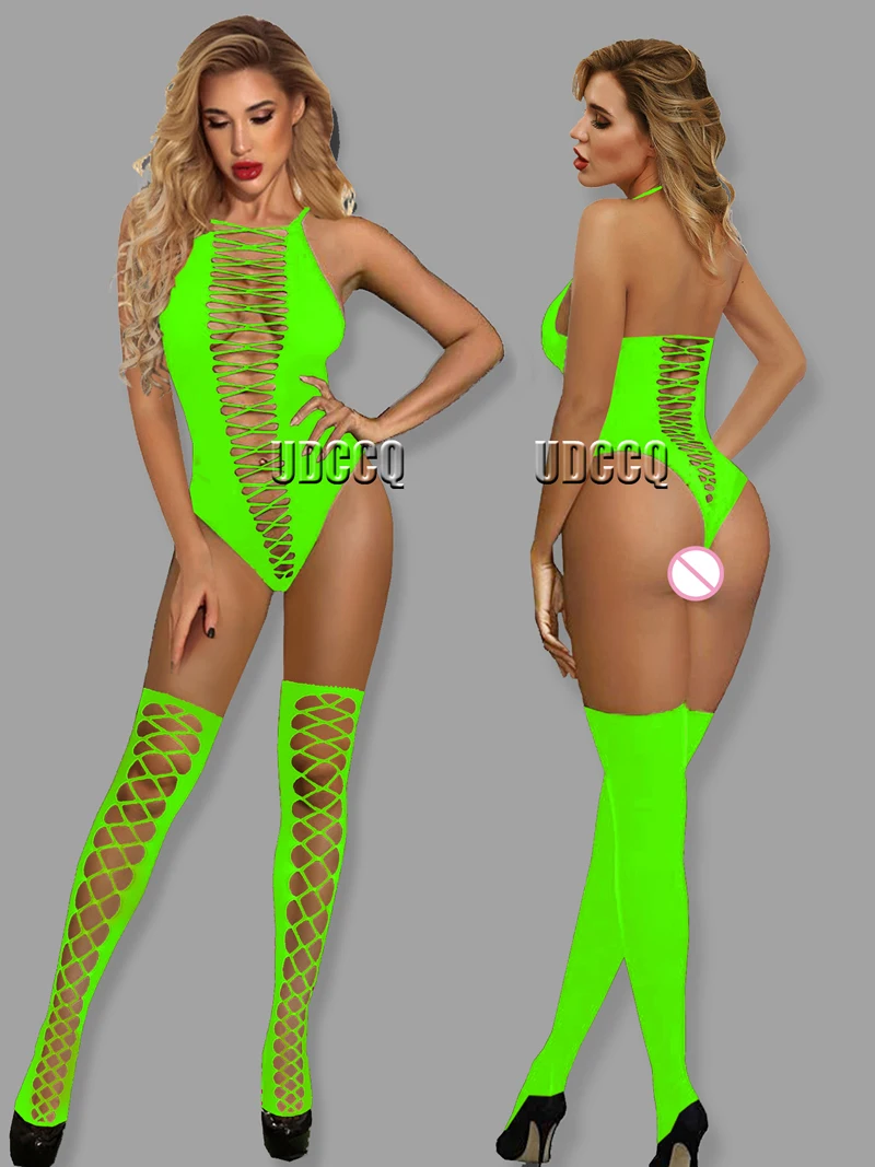 Lingerie woman Babydoll Catsuit Underwear Chemises Teddies garters Costume sleepwea Miniskirt fluorescent green sexy dress