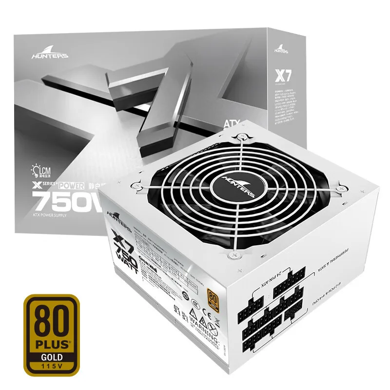 

X7 White Rated 750W Gold Medal Full Module Desktop Silent Power Supply Suitable for