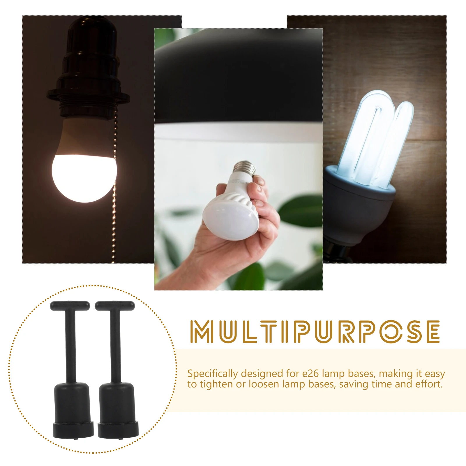 

6Pcs Inner Hex Socket Ring Tool T-Shaped Design Easy Removal Light Socket Shade Ring Tool Lamp Replacement Electrician Tools