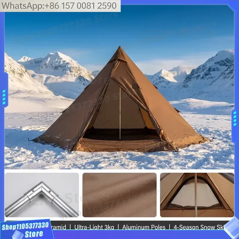 Nylon Pyramid Octagon Double-layer Ultra Light Fireproof Waterproof Insulated Four-season Snow Skirt Firewood Stove Chimney