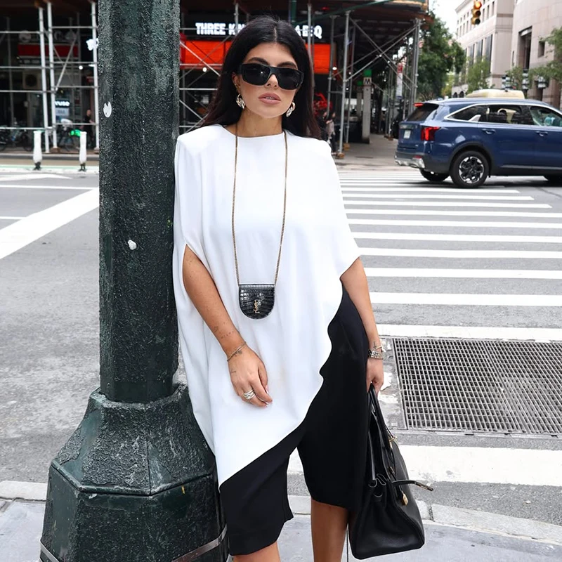 

Асимметричные сатиновые футболки-пуловеры для женщин, летние, с коротким рукавом, 2026, уличный стиль, хип-хоп, для вечеринок, свободные, топы, футболки