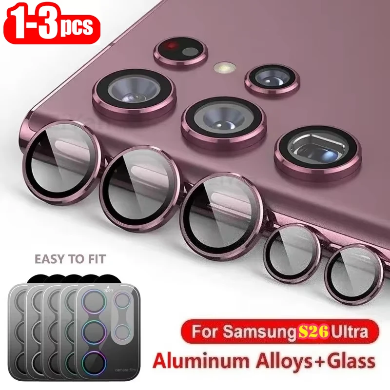 1-3PCS For Samsung S26 Ultra S25 S24 S23 S22 Plus Camera Lens Protector Aluminum Alloy Metal Tempered Glass Camera Film For S26U