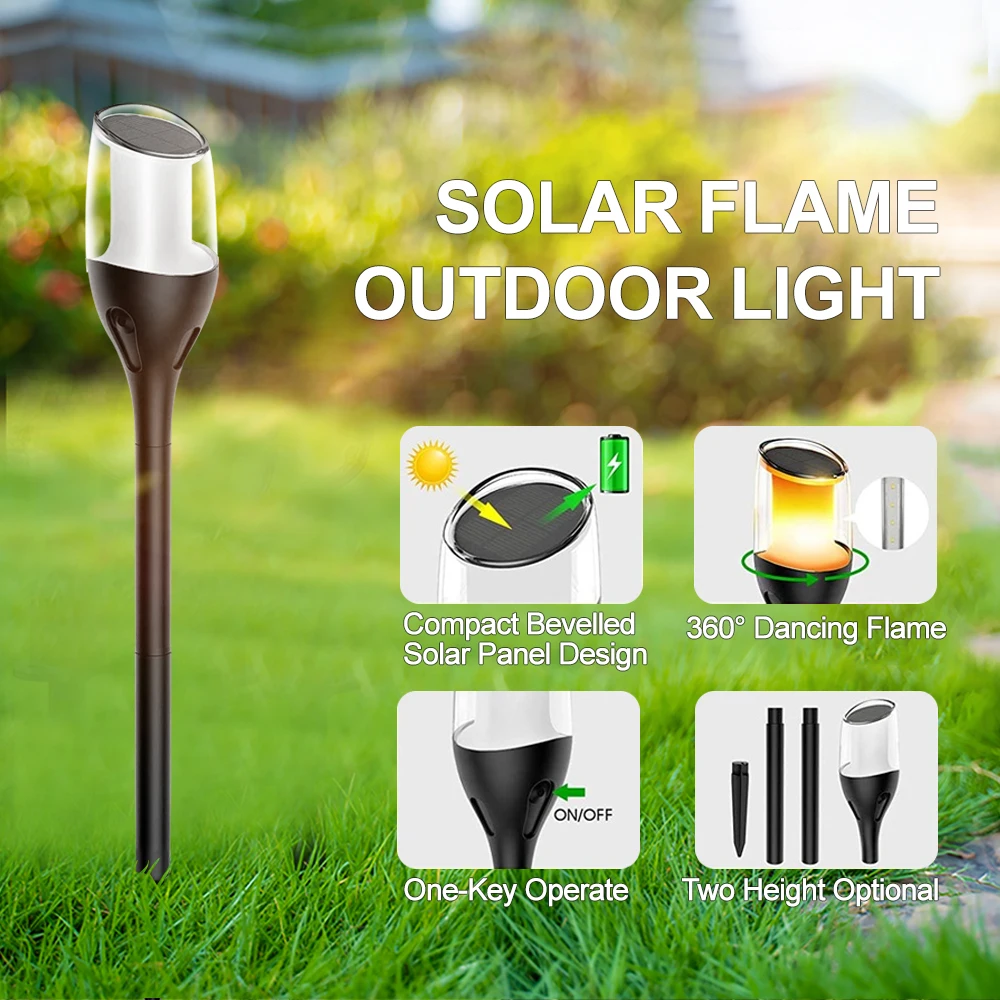 Solar Outdoor Lights Flickering Flame Torch Light IP65 Waterproof Solar Garden Pathway Lights For Outside Patio Path Yard Decor