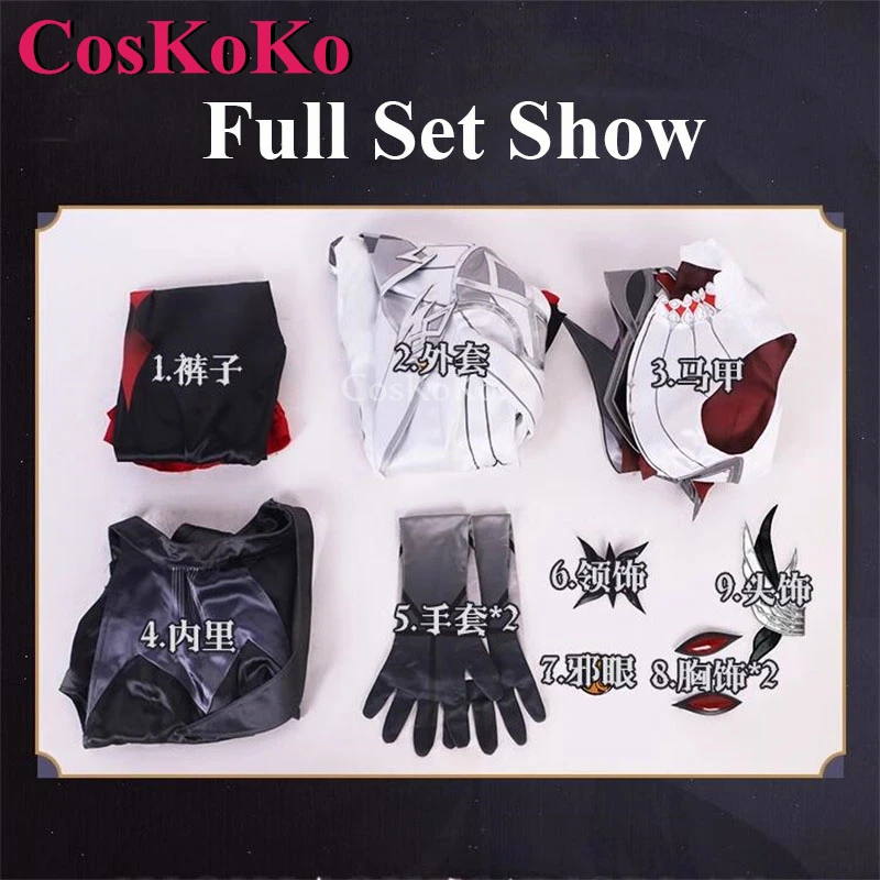 Coskoko Arlec chino Cosplay Anime Spiel Genshin Impact Kostüm Fatui Schwalben schwanz Mantel Frauen Halloween Party Rollenspiel Kleidung