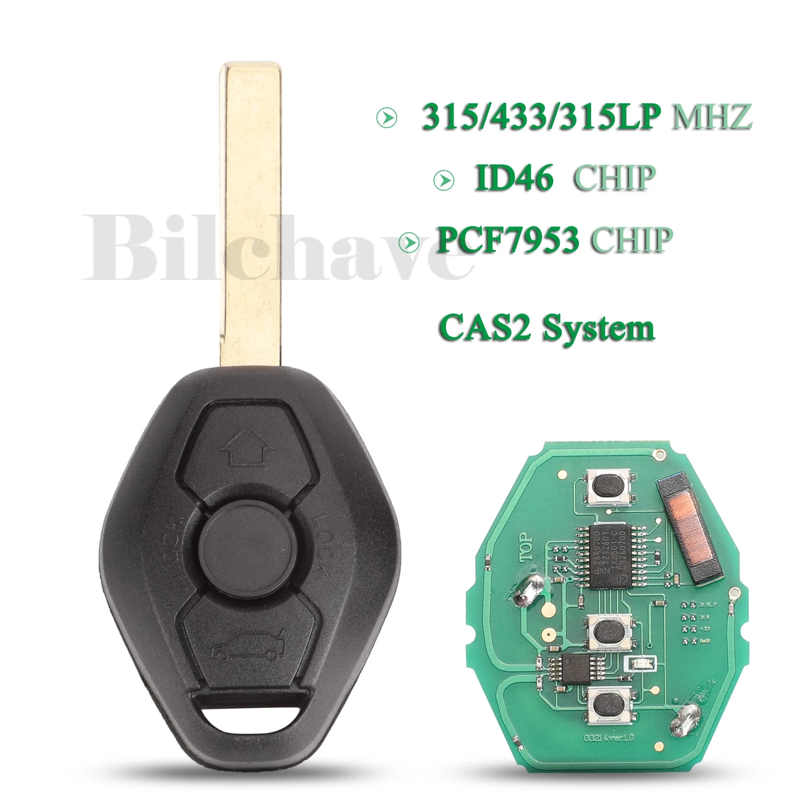 

jingyuqin 3 Buttons CAS2 System HU92 Blade Remote Smart Car Key Fob For BMW 3 5 7 Series 315/315LP/433Mhz With ID46-7953 Chip