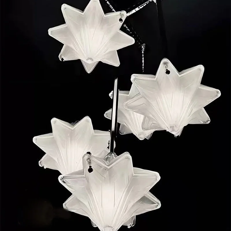 

Nordic Murano Star Chandelier Metal Glass Gold Silvery Dimmable Ceilings Lustre for Restaurant Dining Room Design