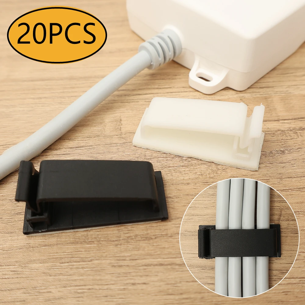 1-20pcs Self-adhesive Cable Clamp Clips Holder Cable Organizer Desk Cable Protector Management Wire Cord Fixer Cable Winder