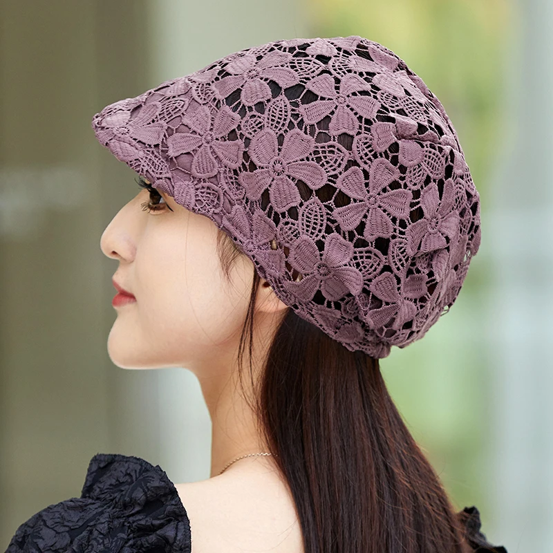 Summer Thin Hollow Hook Flower Hat Elegant Ladies Casual Peaked Cap Fashion All-match Simple Outdoor Street Sweet Baseball Caps