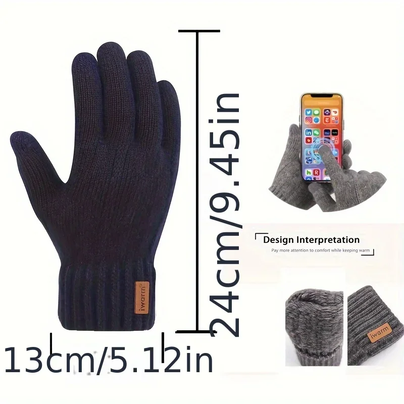 Winter Warm Cycling Gloves  DROPSHIPPING  Alpaca Wool Gloves Full Finger Touchscreen Cashmere Thickening Knitted Driving Gloves image 3