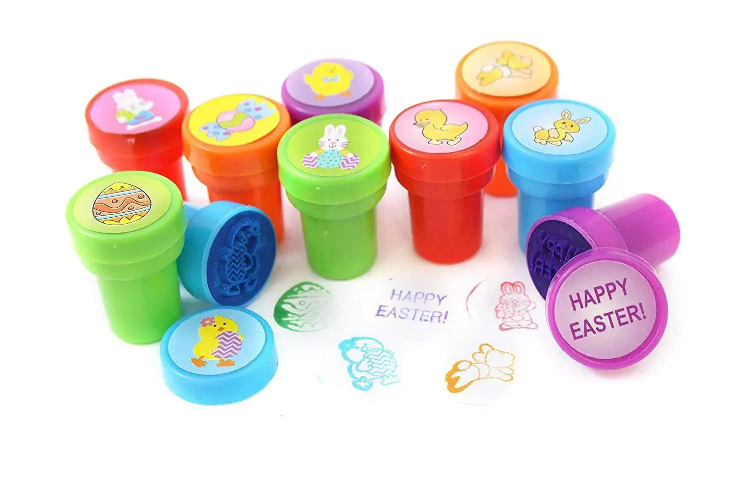 Kit 10pcs Easter Bunny Egg Stamp Set for Children Cartoon Self-inking Stamps