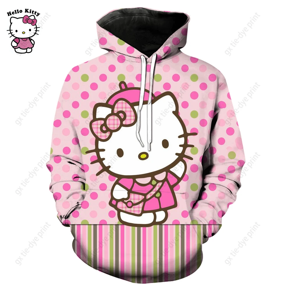 Beautiful Purple Hello Kitty Sweatshirt Women High Quality Hooded Simple Casual Hoodies Autumn Loose Oversized Streetwear