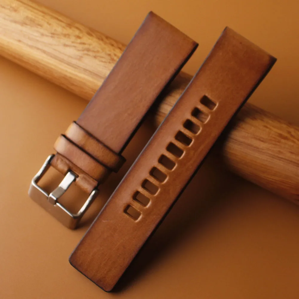 Pulseira de relógio de couro de alta qualidade, acessórios, pulseira de relógios marrom, 22mm, 24mm, 26mm de largura para relógios de pulso de quartzo