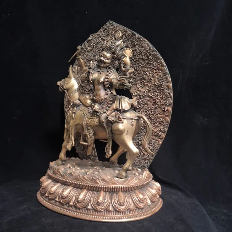 Purple Copper Buddha Craft Four-Arm Goddess Statue Home Desktop Decor Ornament