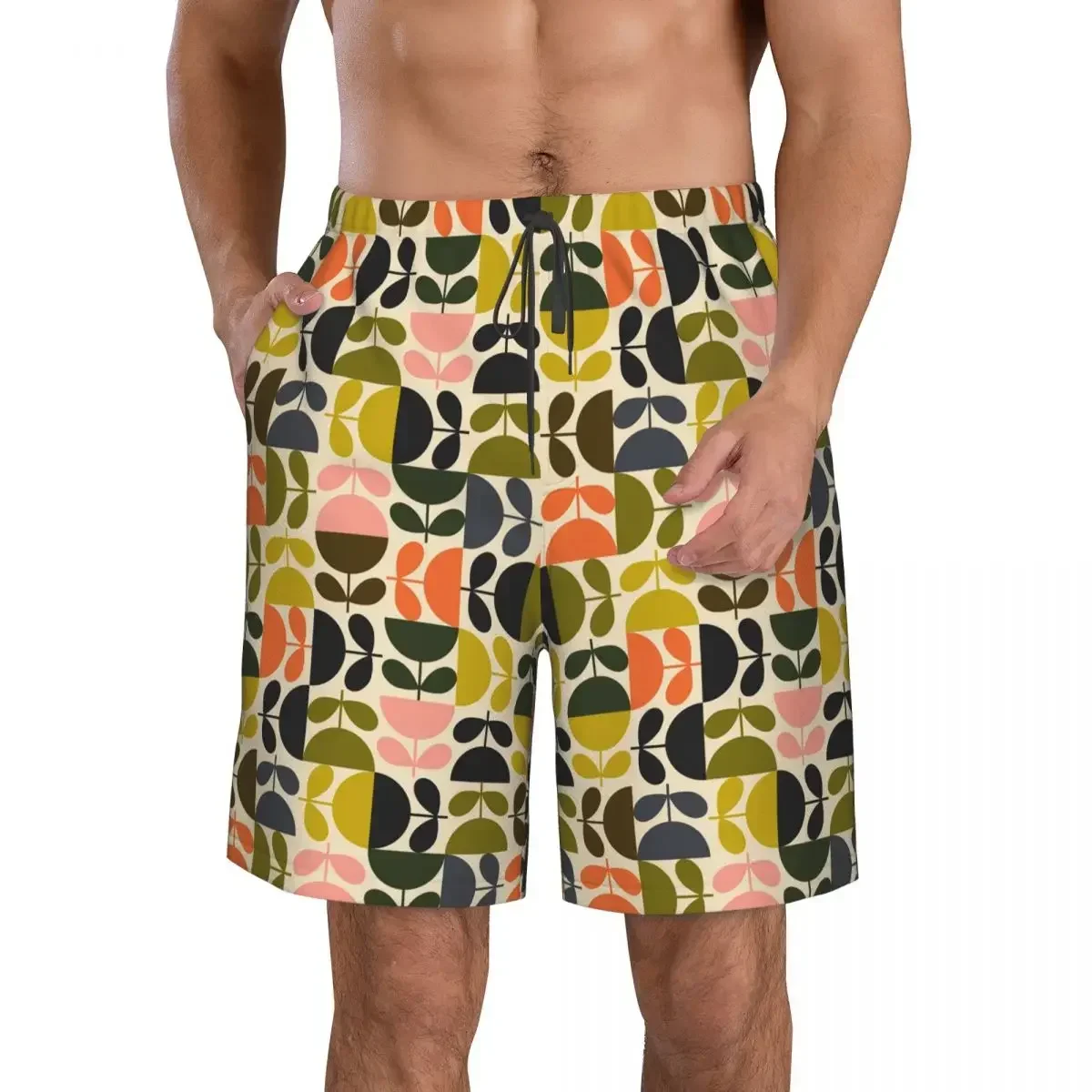 Flower Stem Orla Kiely Pattern Trunks Beach Board Shorts Casual Quick Dry Swimming Summer Men Pants