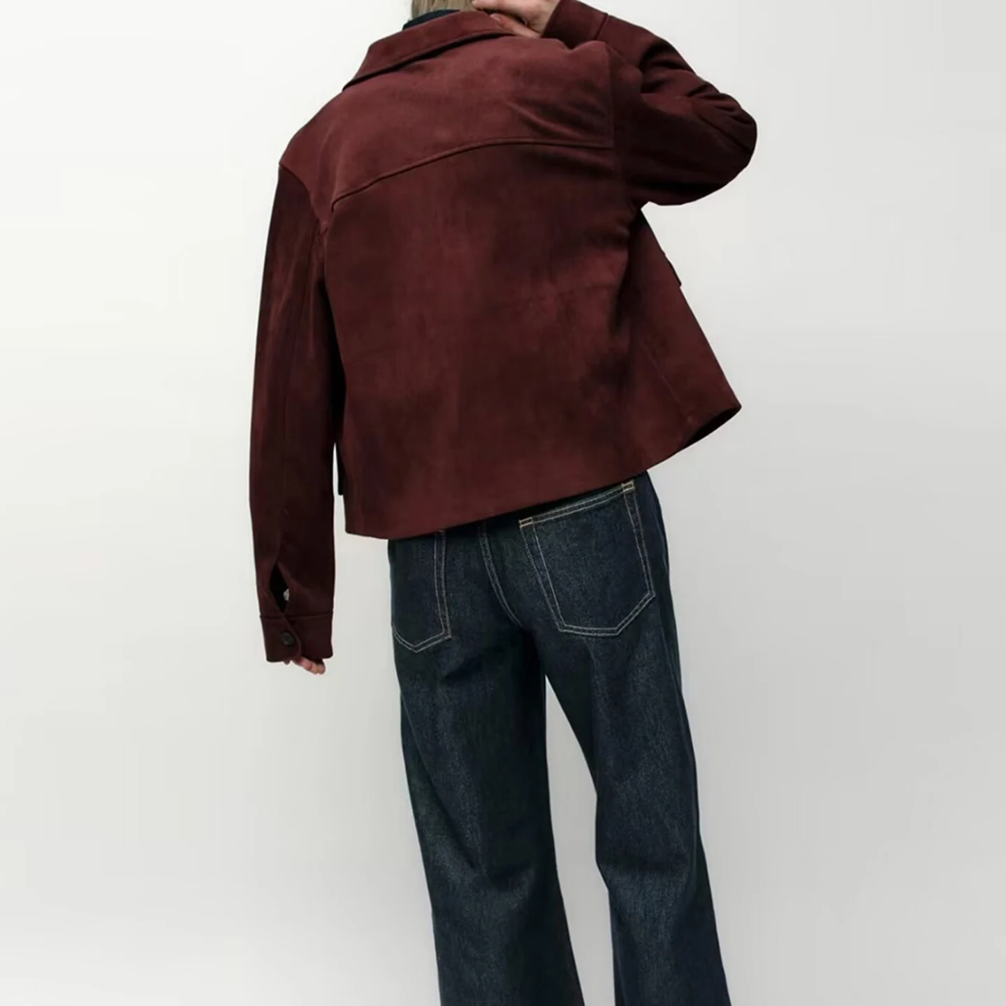 Z Women's Faionable Velvet Texture Coat Elegance Daily Wear ort Outerwear Pure Color Long Sve Turn-down Collar