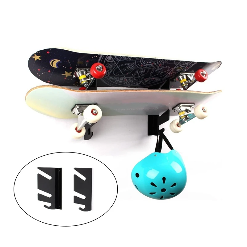 Skateboard Wall Mount Display Rack Black Acrylic With Hanger Hook For Longboard Skateboard