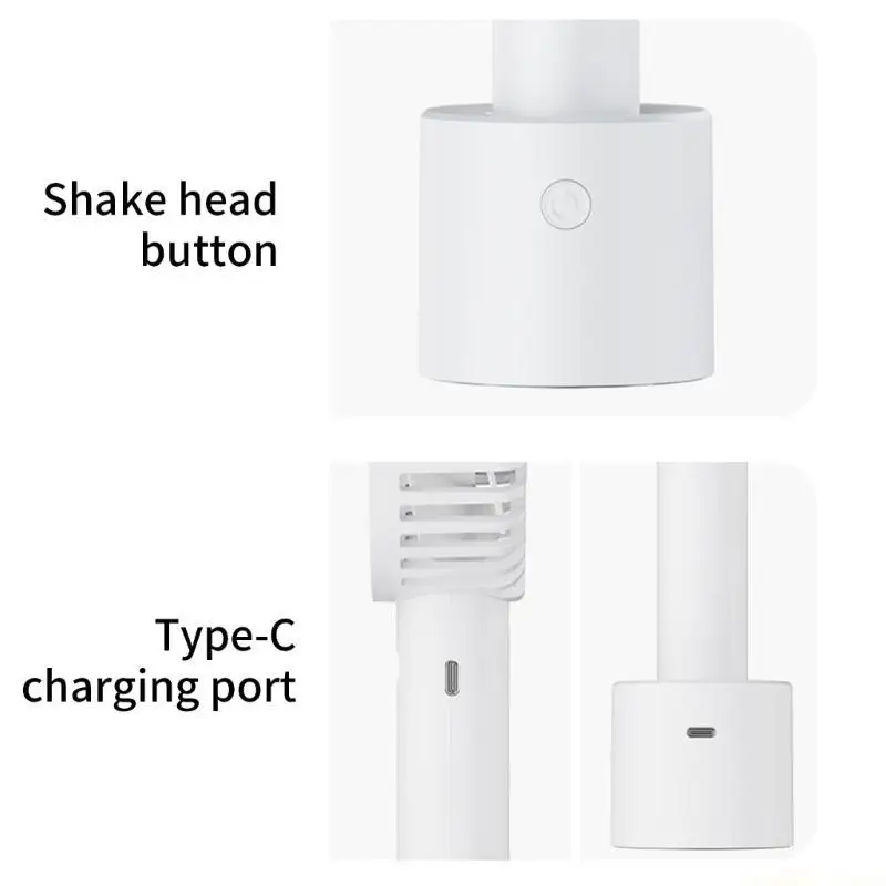 D0AB Handheld Fan 2000mAh Portable USB Rechargeable Desk Fan with Base for Indoor Outdoor Travel Student Cooling Gadget