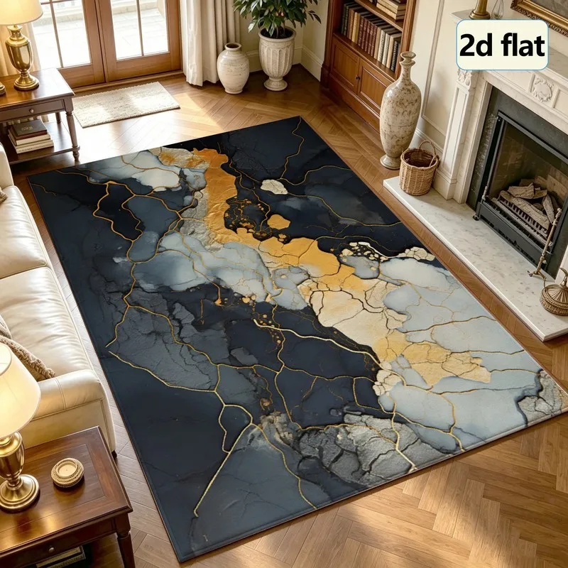 1 Piece of Abstract Patterned Carpet with Marble Texture, Soft and Comfortable, Easy to Maintain, Machine Washable, Indoor Rug, Suitable for Placing under a Table, Suitable for Farmhouse-Style Home Decor, Suitable for Living Room, Bedroom, Dining Area, Entryway, Office, Home Decor.