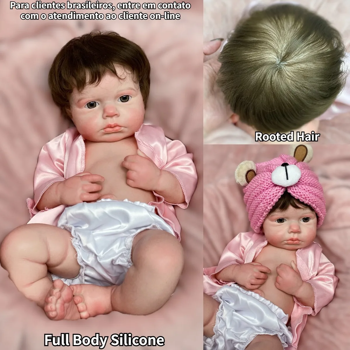 18 Inch Loulou Full Silicone Reborn Girl Handmade Newborn Baby Doll 3D Painted Skin Lifelike Bebe Doll