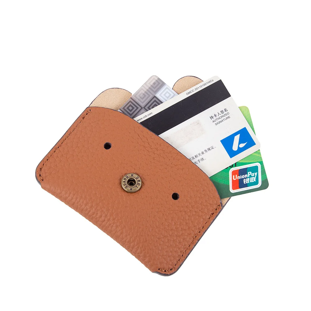 Simple women's card bag top layer cow leather bag small mini bank card leather case card holder